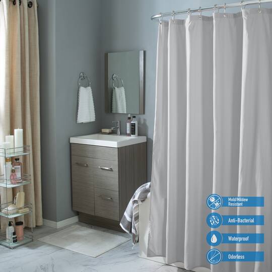 Bath Bliss Microfiber Soft Touch Diamond Design Shower Curtain Liner